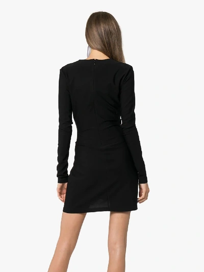 Shop Off-white Gathered Quote Print Dress In Black