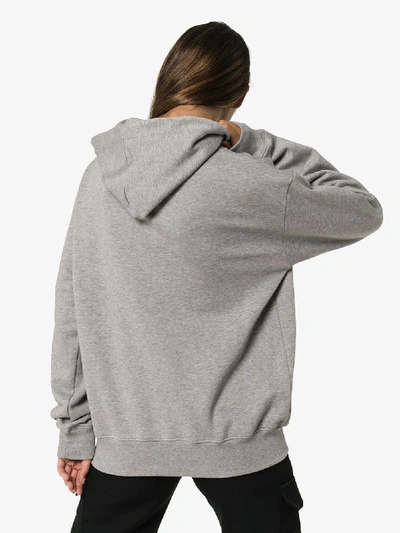 Shop Delada Logo Print Hooded Cotton Sweater In Grey
