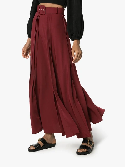 Shop N Duo Pleated Maxi Skirt In Red