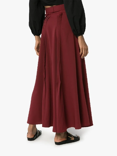 Shop N Duo Pleated Maxi Skirt In Red