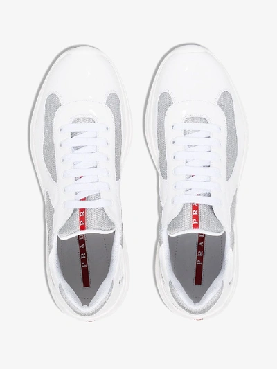 Shop Prada White America's Cup Low Top Sneakers