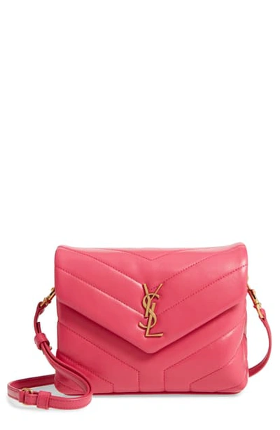 Shop Saint Laurent Toy Loulou Matelasse Leather Crossbody Bag In Shocking Pink