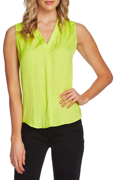 Shop Vince Camuto Rumpled Satin Blouse In Lime Chrome