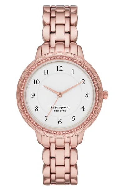 Shop Kate Spade Morningside Bracelet Watch, 38mm In Rose Gold/ White/ Rose Gold