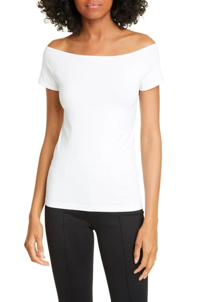 Shop Helmut Lang Boat Neck Tee In Optic White