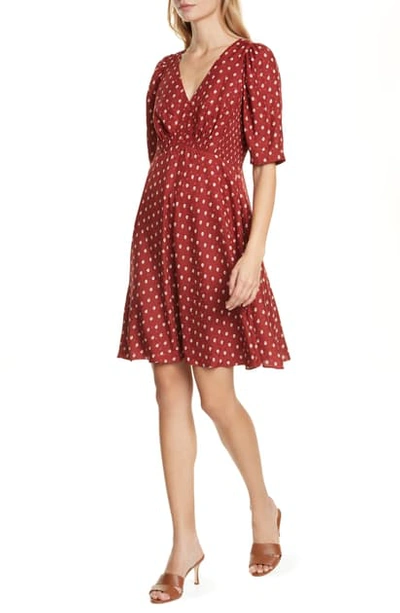 Shop Rebecca Taylor Sunrise Dot Silk Blend Dress In Cabernet Combo