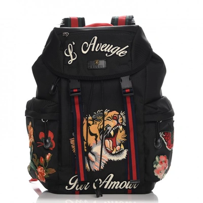Pre-owned Gucci Backpack Techno Canvas Embroidered Tiger | ModeSens