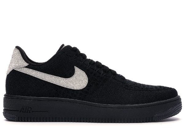 air force 1 flyknit low black metallic silver