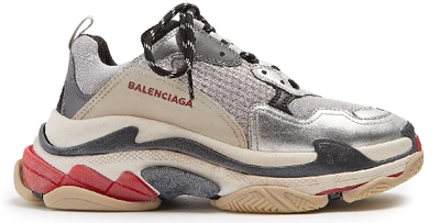 Pre-owned Balenciaga Triple S Silver Red (women's) In Silver/red