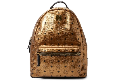 Pre-owned Mcm Stark Backpack Visetos Medium Gold