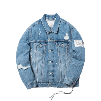 Shop Pre-owned Kith X Levi's Thrashed Trucker Jacket Light Blue