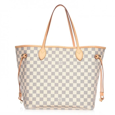 Pre-owned Louis Vuitton Nevefull Damier Azur (without Pouch) Mm Rose Ballerine Lining