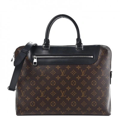 Pre-owned Louis Vuitton Briefcase Porte-documents Jour Monogram Macassar Brown/black