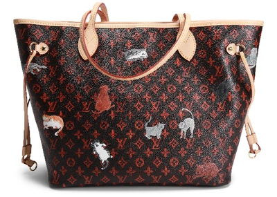 Pre-owned Louis Vuitton X Grace Coddington Neverfull Catogram (without Pouch) Mm Orange Lining