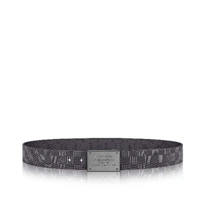 Pre-owned Louis Vuitton Belt Neo Inventeur Reversible Damier Graphite  Ruthenium Buckle 40mm Black/grey