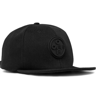 Pre-owned Off-white  Logo Appliqued Denim Baseball Hat Black