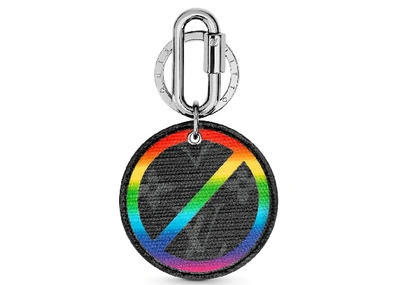 Pre-owned Louis Vuitton Round Illustre Bag Charm And Key Holder Metallic Monogram Eclipse Rainbow