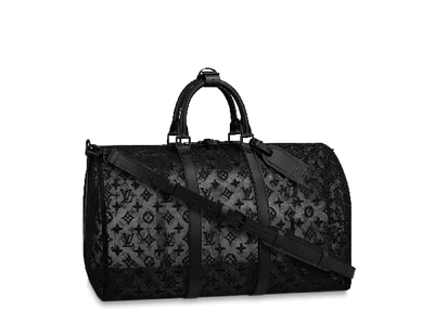Pre-owned Louis Vuitton  Keepall Bandouliere Monogram Mesh 50 Black