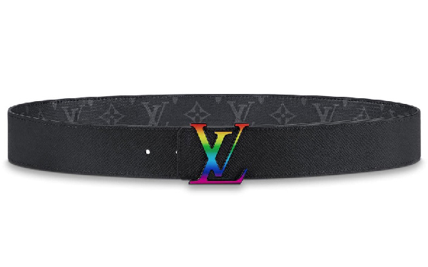Pre-owned Louis Vuitton Lv Initiales Reversible Belt Monogram Eclipse Taiga  40mm Rainbow | ModeSens