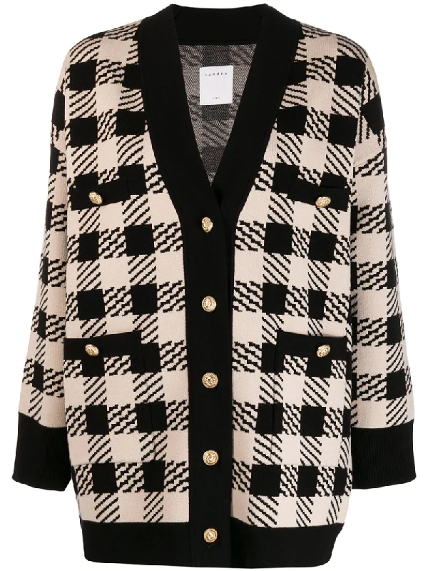 sandro jisou checked cardigan