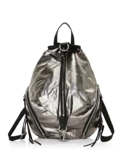 Shop Rebecca Minkoff Julian Metallic Nylon Backpack In Gunmetal