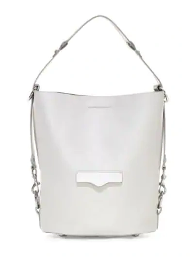 Shop Rebecca Minkoff Utility Convertible Leather Bucket Bag In White
