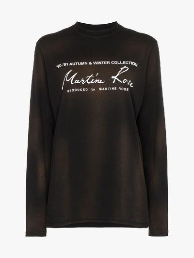 Shop Martine Rose Logo Print Long Sleeve Cotton T-shirt In Black