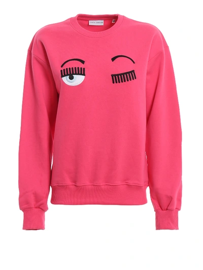 Shop Chiara Ferragni Flirting Fluorescent Pink Cotton Sweatshirt In Fuchsia