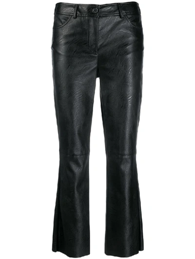 Shop Aniye By Cropped Faux-leather Trousers In Black
