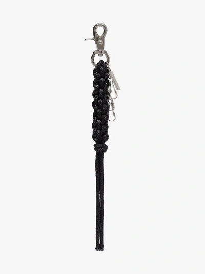 Shop Yohji Yamamoto Black Braided Paracord Keychain
