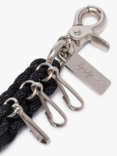 Shop Yohji Yamamoto Black Braided Paracord Keychain