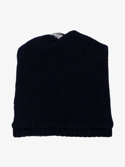 Shop Yohji Yamamoto Blue Reversible Beanie Hat