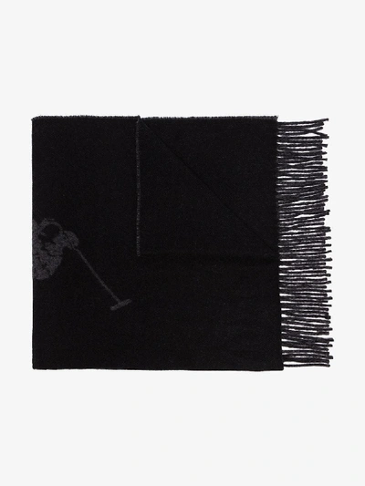 Shop Polo Ralph Lauren Black Logo Intarsia Knit Scarf