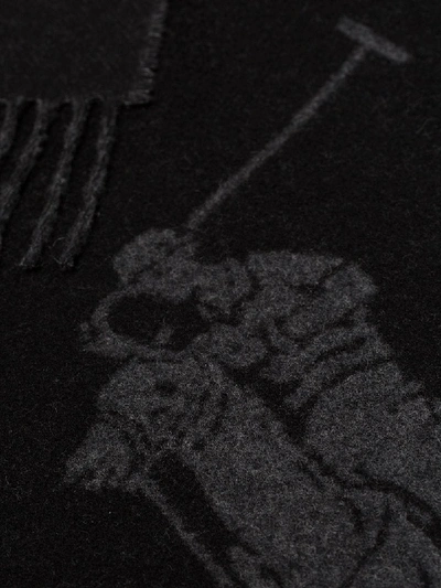 Shop Polo Ralph Lauren Black Logo Intarsia Knit Scarf