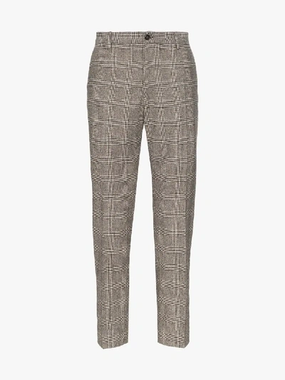 Shop Dolce & Gabbana Check Wool Trousers In Brown