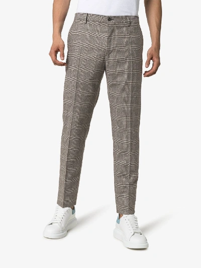 Shop Dolce & Gabbana Check Wool Trousers In Brown