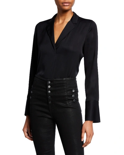 Shop Kobi Halperin Rebekah Long-sleeve Silk Blouse In Black