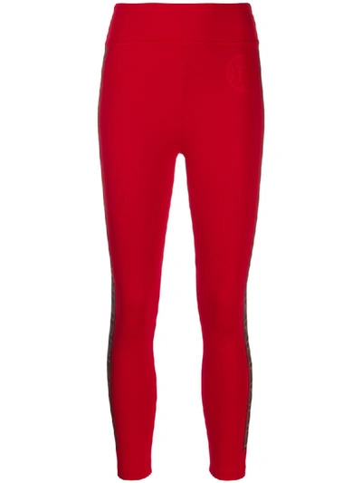 Shop Fendi Ff Logo Leggings - Red