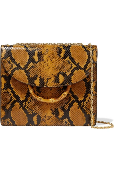 Shop Loeffler Randall Marla Snake-effect Leather Shoulder Bag In Yellow