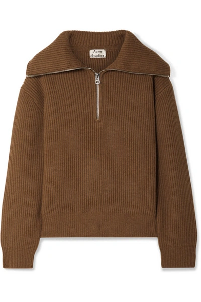 Shop Acne Studios Kelanie Ribbed Wool-blend Sweater In Brown