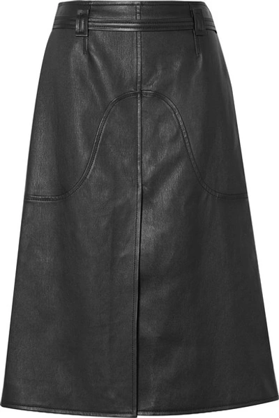 Shop Courrèges Belted Leather Skirt In Black