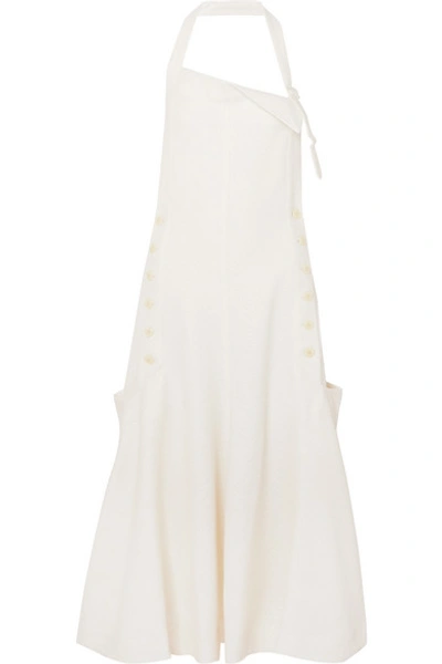 Shop Jacquemus Tablier Open-back Textured-crepe Halterneck Dress In White