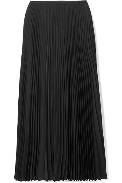 Shop Joseph Abbot Pleated Crepe De Chine Midi Skirt In Black