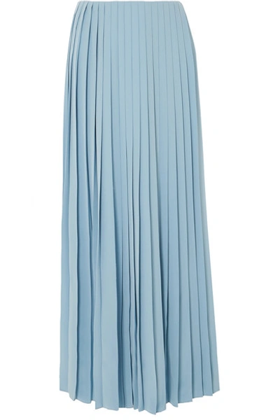 Shop The Row Tulu Pleated Silk Crepe De Chine Maxi Skirt In Blue