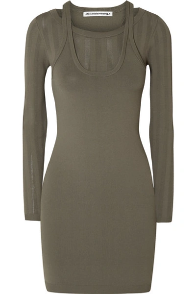 Shop Alexander Wang T Layered Stretch-knit Mini Dress