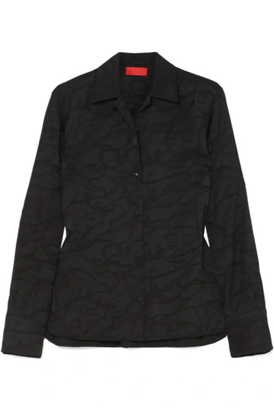 Shop Commission Satin-jacquard Shirt In Black