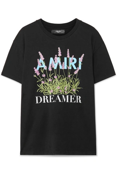 Shop Amiri Printed Cotton-jersey T-shirt In Black