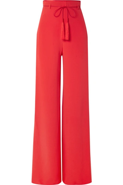 Shop Cushnie Silk-satin Wide-leg Pants In Red
