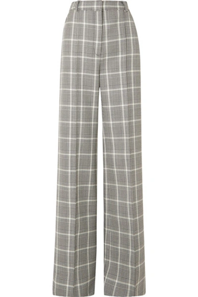 Shop Stella Mccartney Prince Of Wales Checked Wool Wide-leg Pants In Black