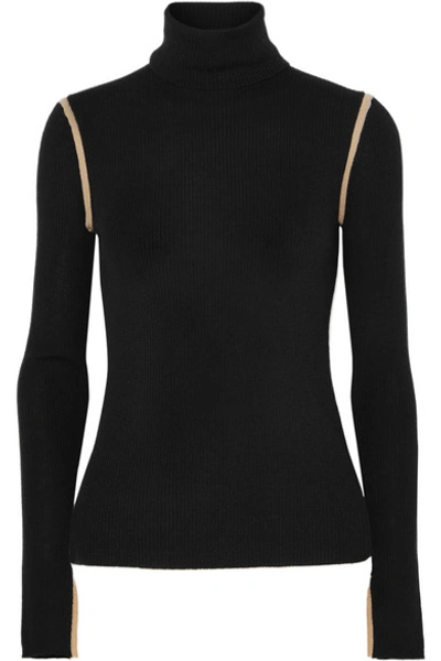 Shop Equipment Mourelle Ribbed Wool Turtleneck Sweater In Black